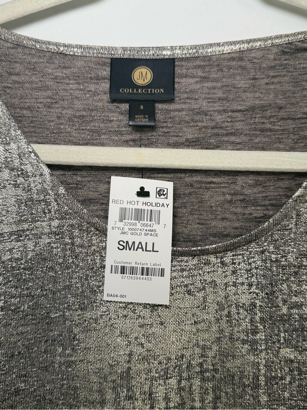 JM Collection Metallic Silver Women's Top - Picture 4 of 4
